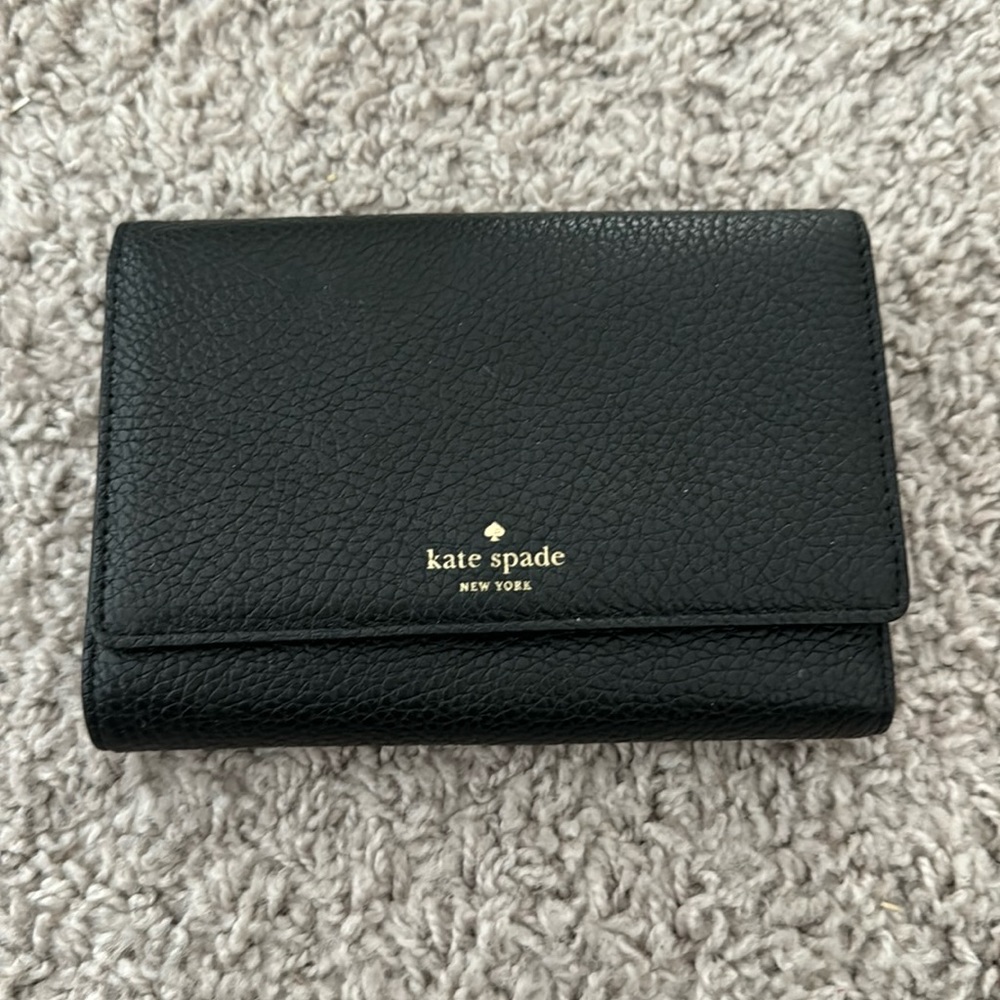 COPY - Kate Spade Trifold wallet. Black pebbled leather